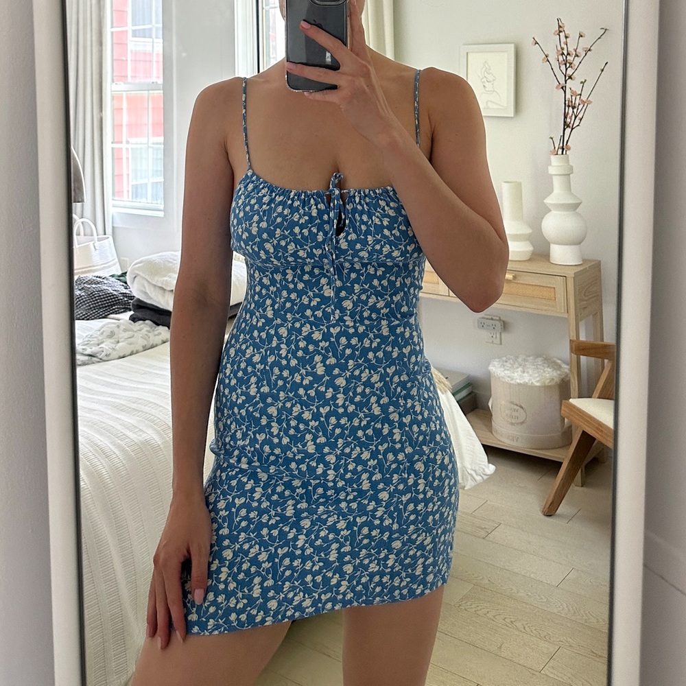 Reformation cashio blue floral mini dress